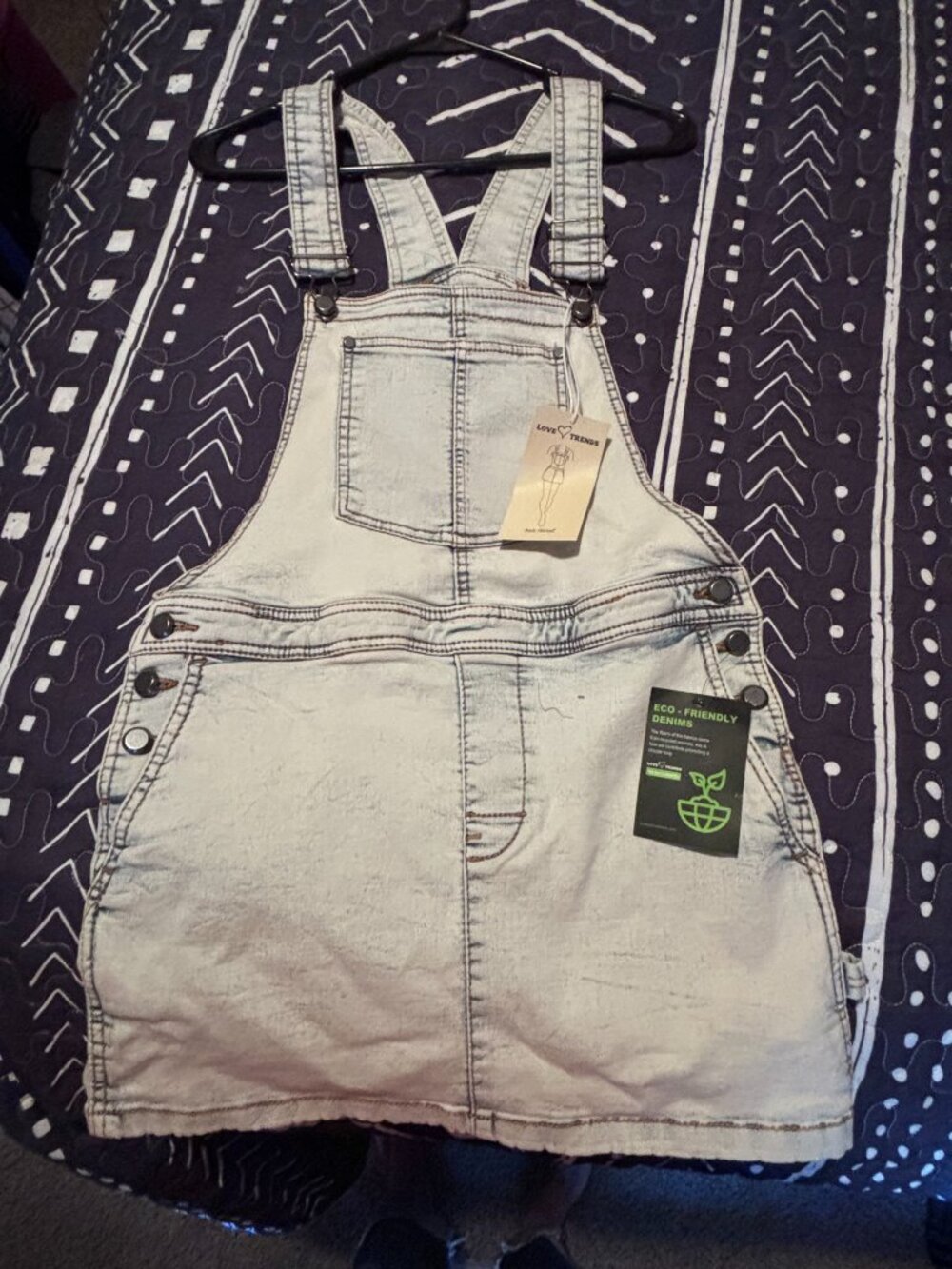 Light wash denim overall dress